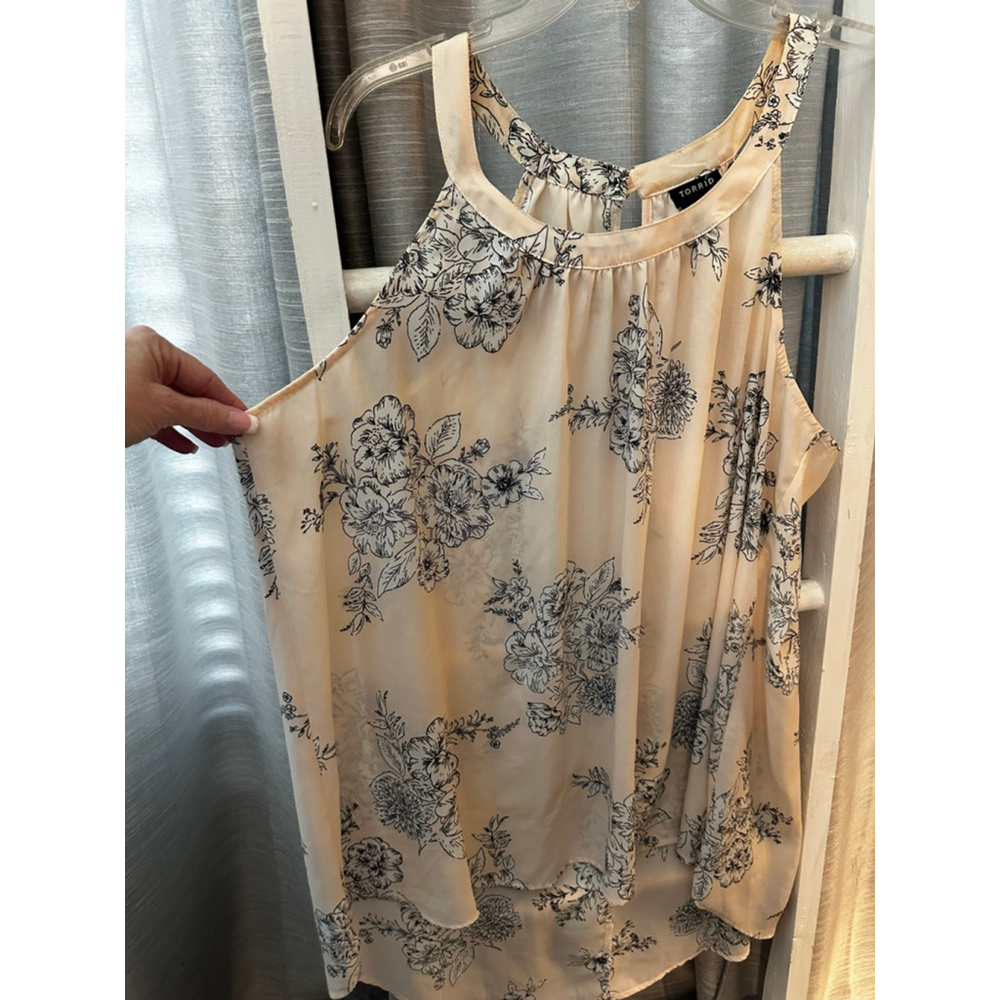 Torrid Plus 2X Blush Pink Black Floral Halter Neck Tank Top - Picture 8 of 12